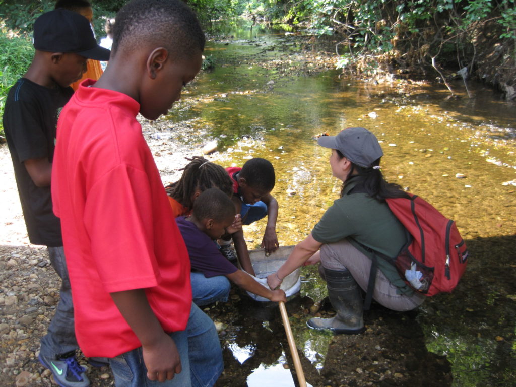 Groundwork youth participate in water quality monitoring in the Watts Branch