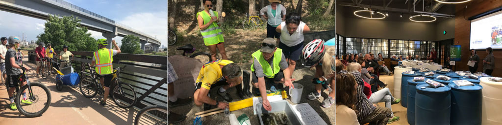 WEco bike tour participants learn about water conservation and sampling